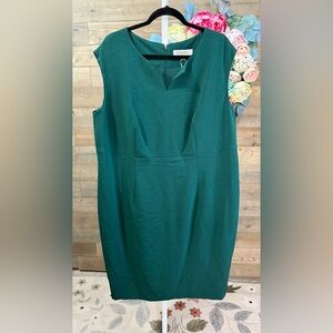 NWT Kasper sleeveless green suit dress plus size 14W 18W